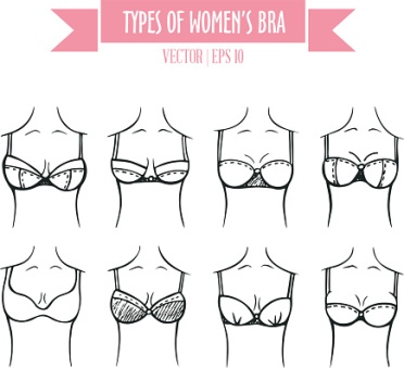 Different types of women's bra in hand drawn style